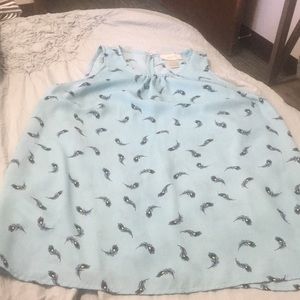 XS Loft baby blue with feather dress sleeveless blouse